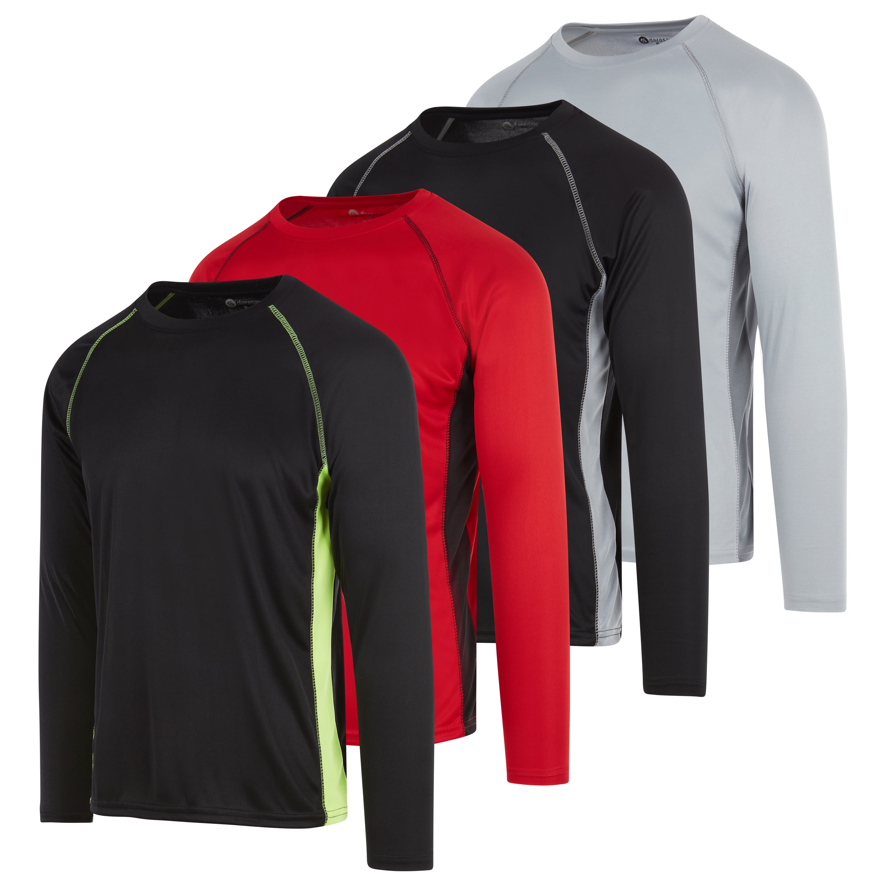 DARESAY Dri-Fit Long Sleeve T Shirts for Men-4 Pack- Moisture Wicking,  Quick Dry Tees Classic Unique Breathable Mens Shirt