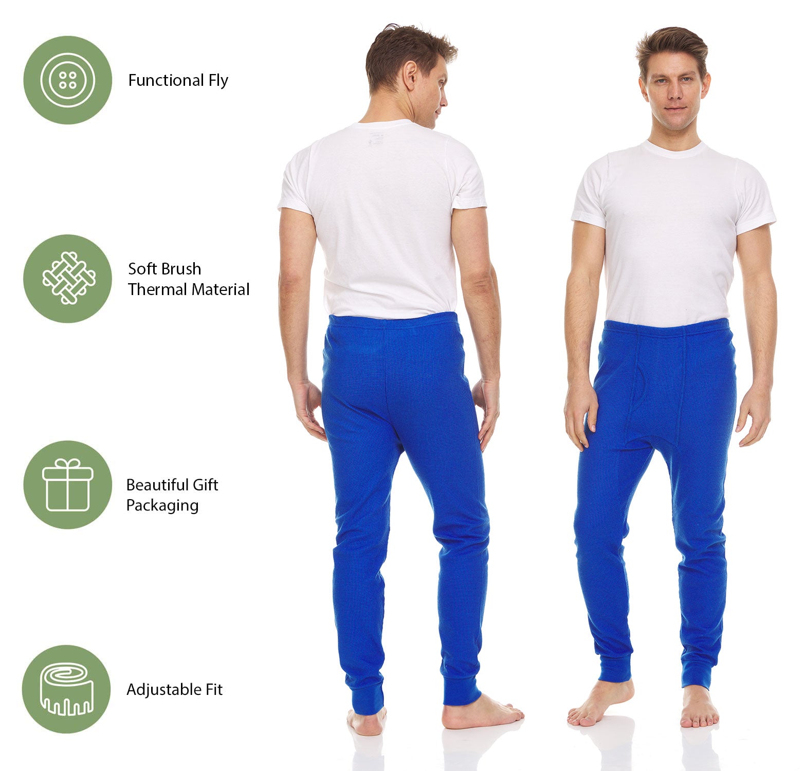 Mens Thermal Long John Pants - Thermal Bottom Base Layer for Tshirts &  Jackets - Lightweight Thermal Underwear Mens - 3 Pack
